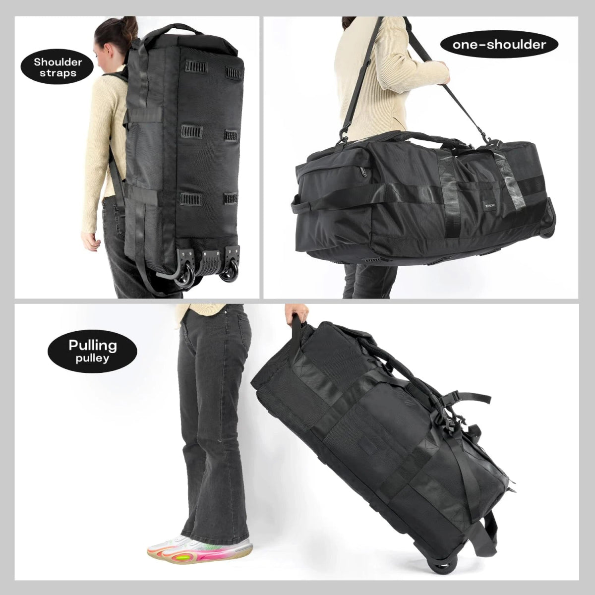 Sac de voyage à roulettes 80L pliable et résistant avec bandoulière pour le voyage "Snap Tactical - Duffle Bag" - Planète Rando