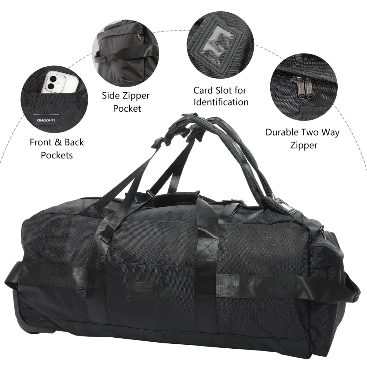 Sac de voyage à roulettes 80L pliable et résistant avec bandoulière pour le voyage "Snap Tactical - Duffle Bag" - Planète Rando