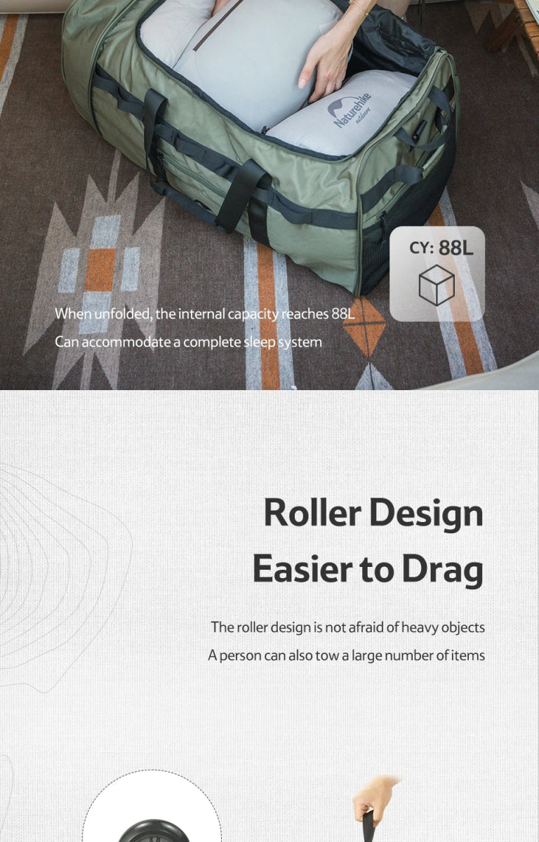 Sac de voyage / transport à roulettes 88L "Naturehike - NH21LX003" - Planète Rando