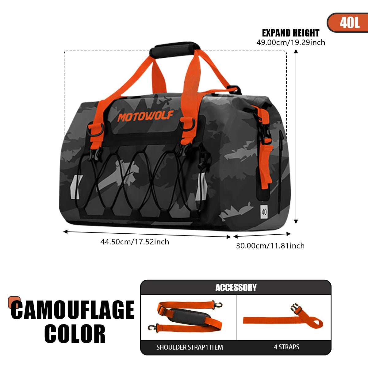 Sacoche de selle arrière de moto / vélo de 40L à 90L "MotoWolf - MTW Series" - Planète Rando