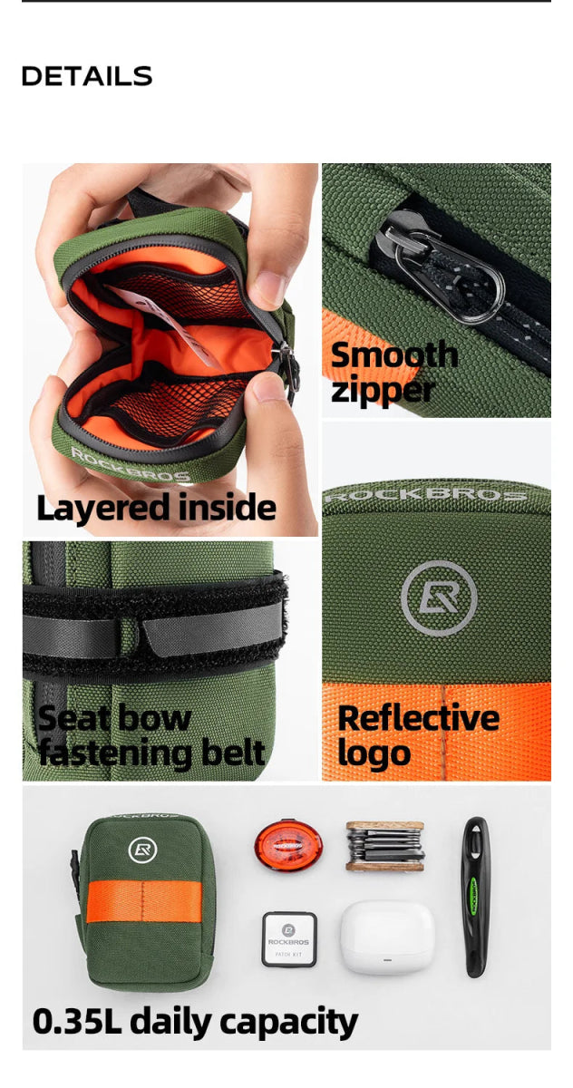 Sacoche de selle pour vélo, mini, léger, portable et tendance 45g "Rockbros - F006" - Planète Rando