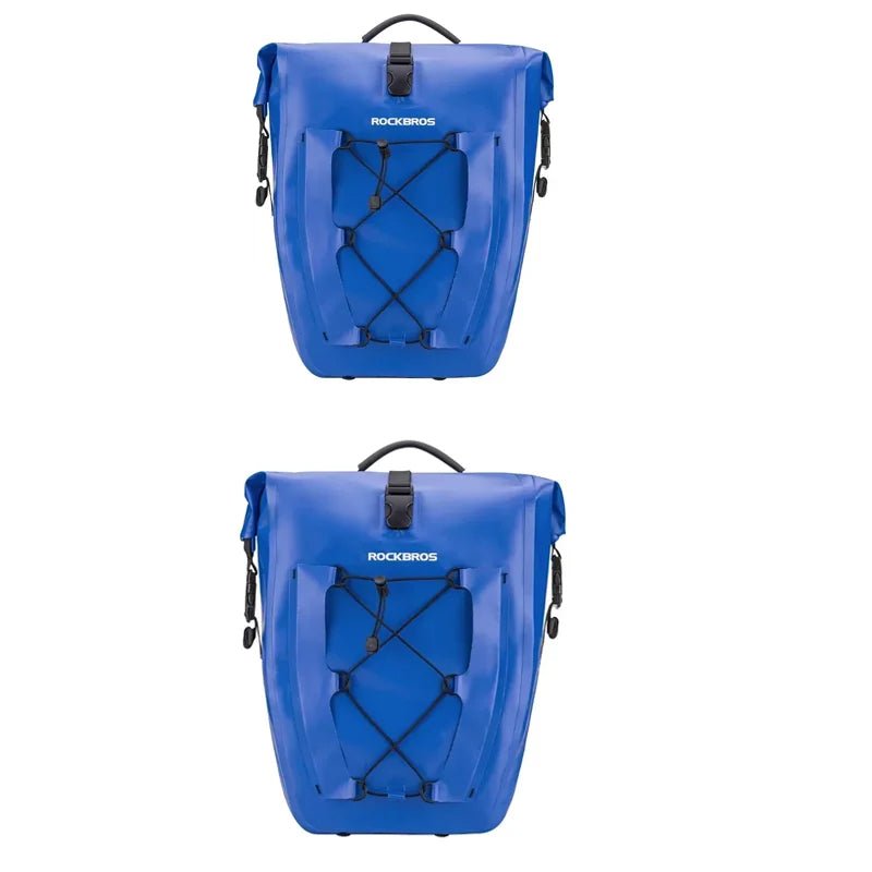 Sacoche de vélo 100% imperméable sur porte - bagages arrière avec poche filet 25L "Rockbros - AS002 - 2" - Planète Rando