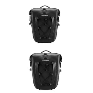 Sacoche de vélo 100% imperméable sur porte - bagages arrière avec poche filet 25L "Rockbros - AS002 - 2" - Planète Rando