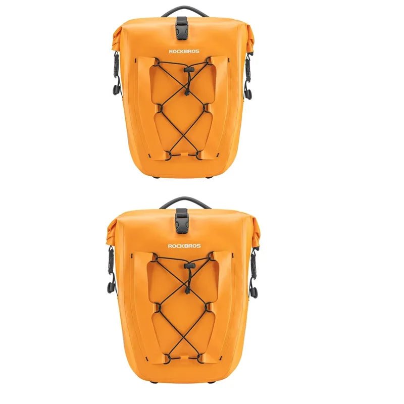 Sacoche de vélo 100% imperméable sur porte - bagages arrière avec poche filet 25L "Rockbros - AS002 - 2" - Planète Rando