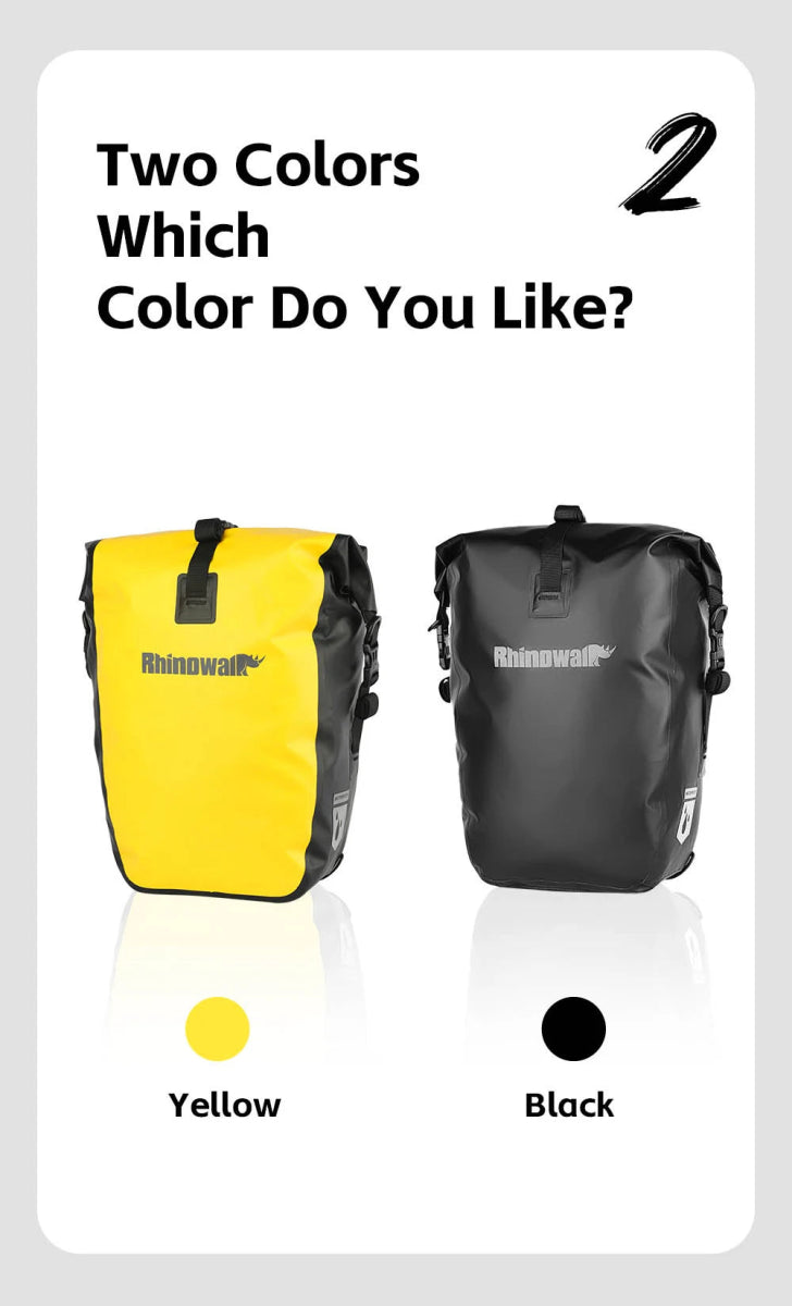 Sacoche de vélo 25L pour porte - bagages arrière de vélo 100% imperméable "Rhinowalk - BPB0904" - Planète Rando