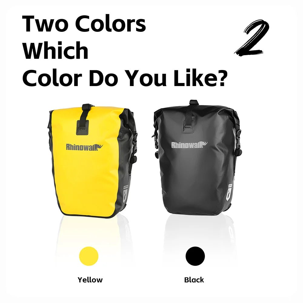 Sacoche de vélo 25L pour porte - bagages arrière de vélo 100% imperméable "Rhinowalk - BPB0904" - Planète Rando