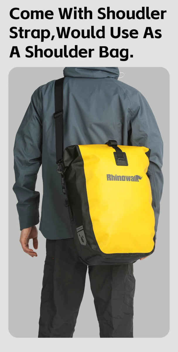 Sacoche de vélo 25L pour porte - bagages arrière de vélo 100% imperméable "Rhinowalk - BPB0904" - Planète Rando