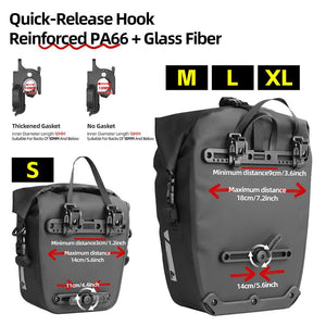 Sacoche de vélo de 6L à 25L sur porte - bagage 100% imperméable "Rhinowalk - Traveler series" - Planète Rando