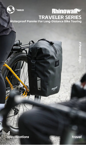 Sacoche de vélo de 6L à 25L sur porte - bagage 100% imperméable "Rhinowalk - Traveler series" - Planète Rando
