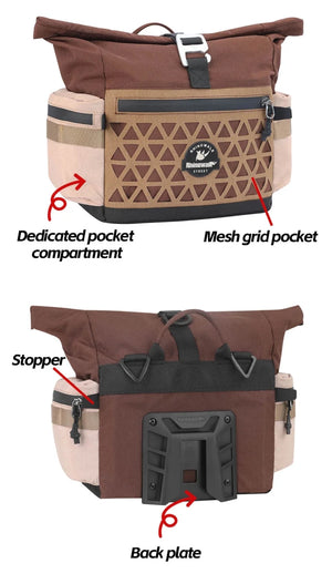 Sacoche / panier de guidon à fixation rapide avec housse de pluie 6,5L "Rhinowalk - Cosmopolis BCT0208" - Planète Rando