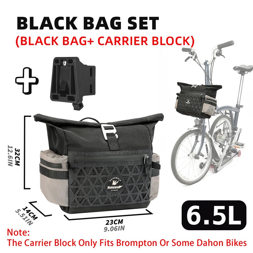 Sacoche / panier de guidon à fixation rapide avec housse de pluie 6,5L "Rhinowalk - Cosmopolis BCT0208" - Planète Rando