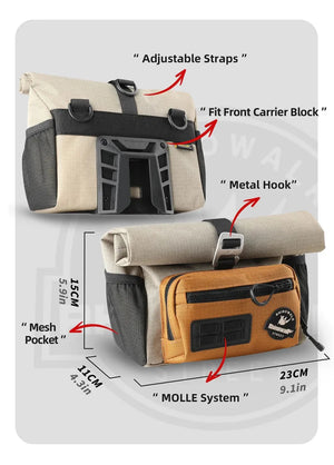 Sacoche / panier guidon pour vélo à fixation rapide 4L "Rhinowalk - Cosmopolis BCT0201" - Planète Rando