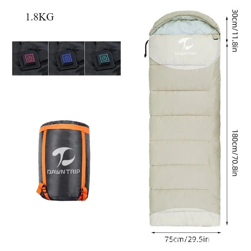 Sacs de couchage synthétique chauffant avec alimentation USB "DAWN TRIP - DM500" - Planète Rando