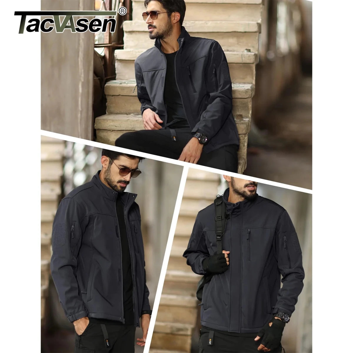 Softshell coupe - vent / veste imperméable pour homme "TACVASEN - LSTJ380 - 2" - Planète Rando