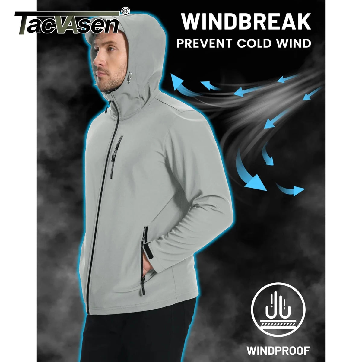 Softshell / veste en polaire imperméable à capuche pour homme "TACVASEN - TJ659" - Planète Rando
