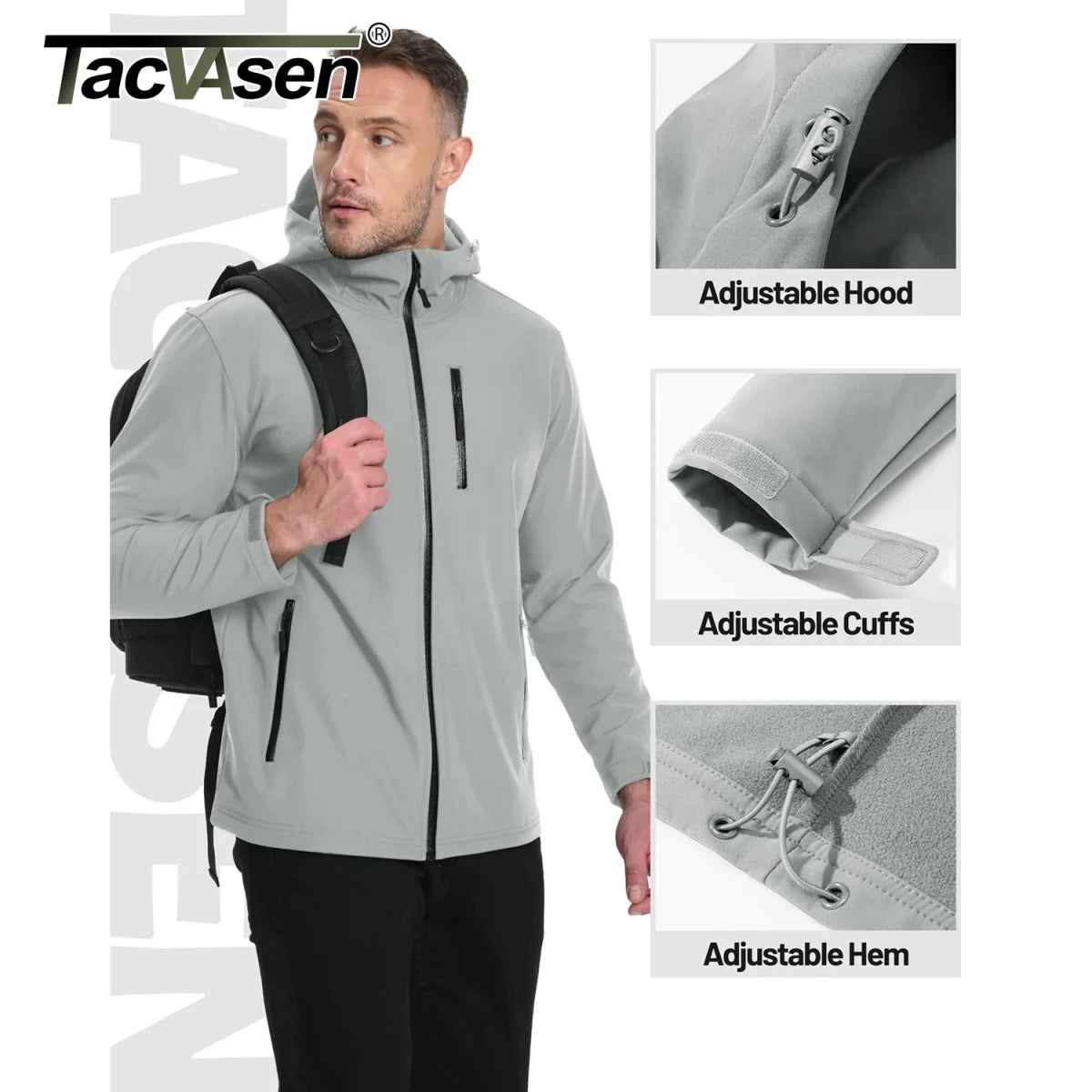 Softshell / veste en polaire imperméable à capuche pour homme "TACVASEN - TJ659" - Planète Rando