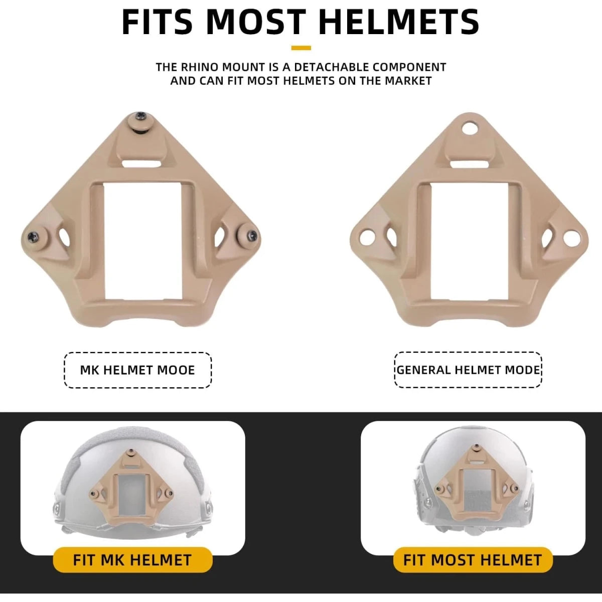 Support de casque tactique en alliage d'aluminium compatible avec les casques FAST MICH et les accessoires de fixation NVG "BOOIU - ONE - JS" - Planète Rando