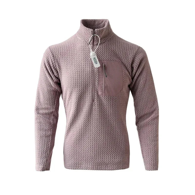 Sweat-shirt thermique / softshell polaire ondulée semi - zip manches longues unisexe "Flexstorm - FX100" - Planète Rando