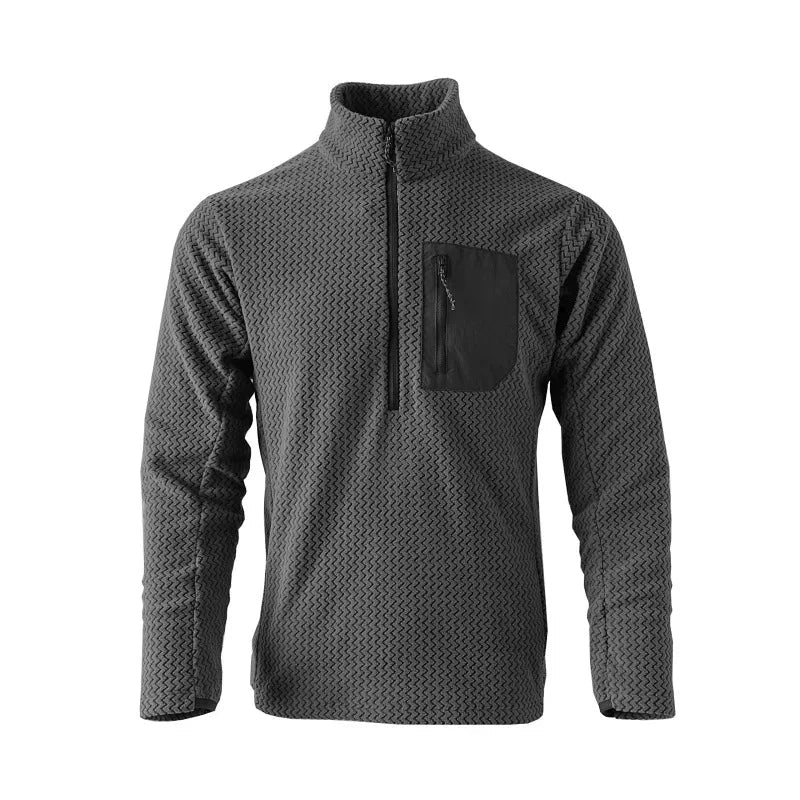 Sweat-shirt thermique / softshell polaire ondulée semi - zip manches longues unisexe "Flexstorm - FX100" - Planète Rando