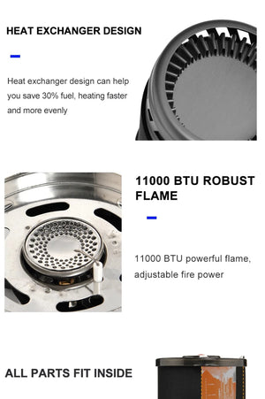 Système de cuisson avec réchaud à gaz de 1100 BTU et cafetière à piston de 900ML "Widesea - WSJC - 001" - Planète Rando