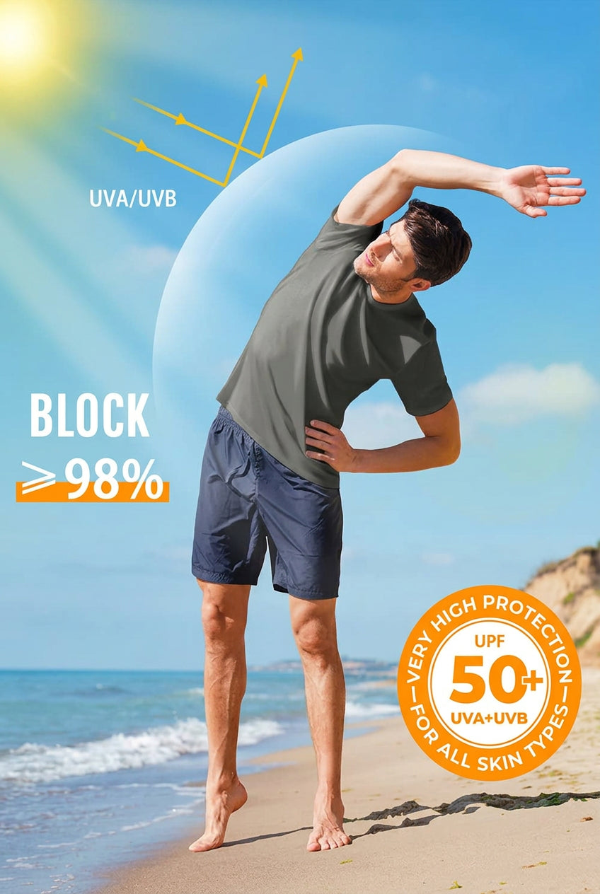 T-shirt manches courtes anti - UV UPF 50+ à col rond homme "TACVASEN - TS204" - Planète Rando