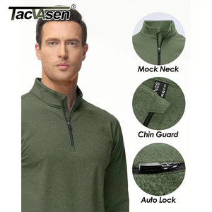 T-shirt thermique / sweat-shirt polaire à fermeture éclair 1/4 et manches longues pour homme "TACVASEN - LSTJ502" - Planète Rando