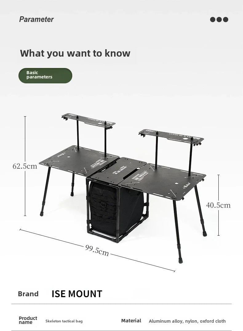 Table tactique pliable et portable 5kg "ISE MOUNT - Skeleton Tactical" - Planète Rando