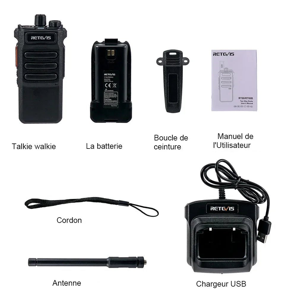 Talkie - walkie / radio bidirectionnelle longue portée de 3 à 5km "Retevis - RT86" - Planète Rando
