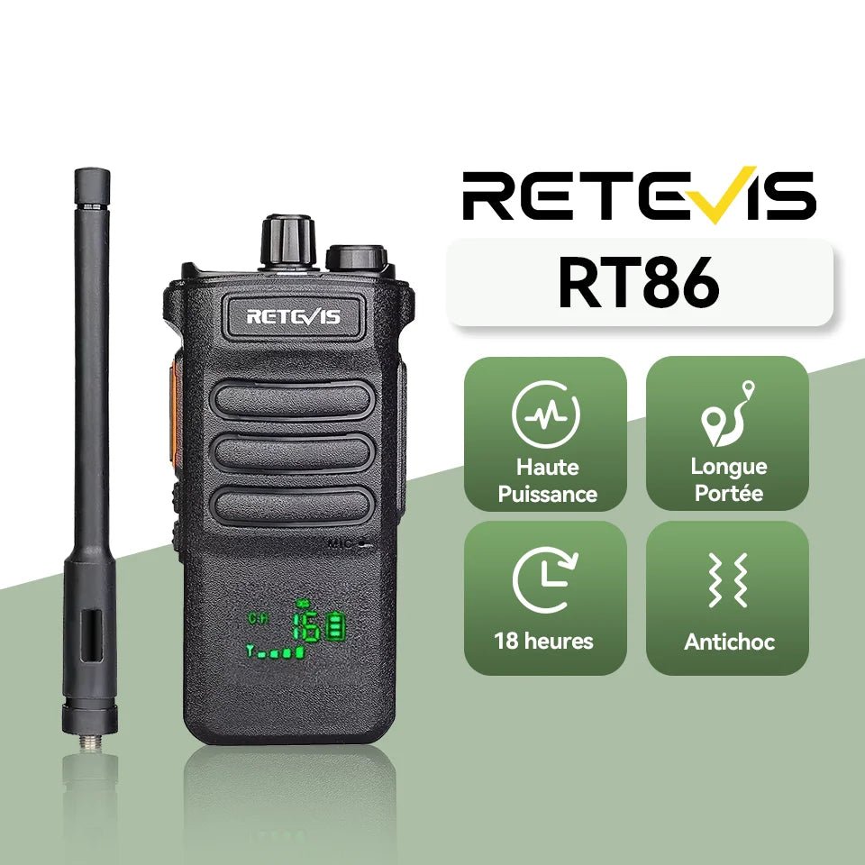 Talkie - walkie / radio bidirectionnelle longue portée de 3 à 5km "Retevis - RT86" - Planète Rando