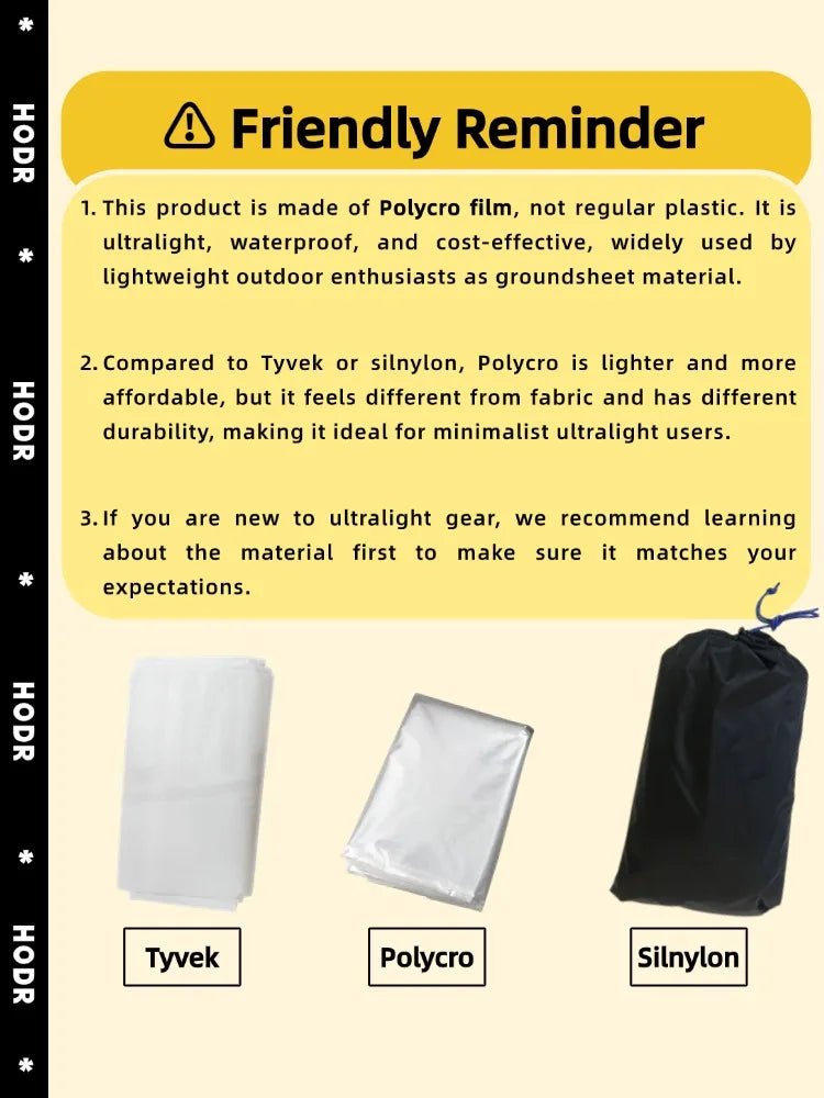 Tapis de sol / bâche imperméable pour tente en film polycro ultraléger à partir de 60g "Horizon Outdoor - Polycro ground sheet" - Planète Rando
