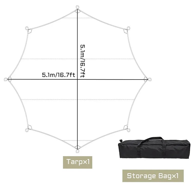 Tarp / bâche de camping étanche de 5,1 x 5,1 m "Top Lander - Camping Tarp XL" - Planète Rando
