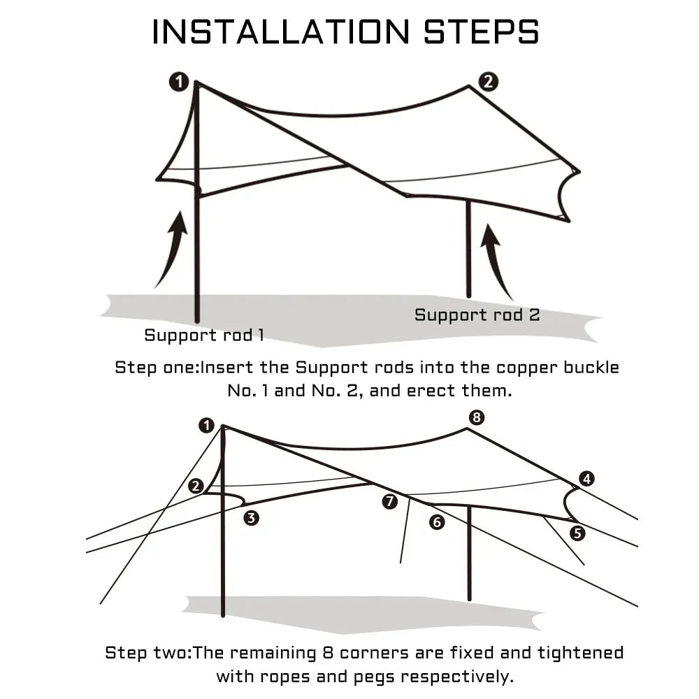 Tarp / bâche de camping étanche de 5,1 x 5,1 m "Top Lander - Camping Tarp XL" - Planète Rando