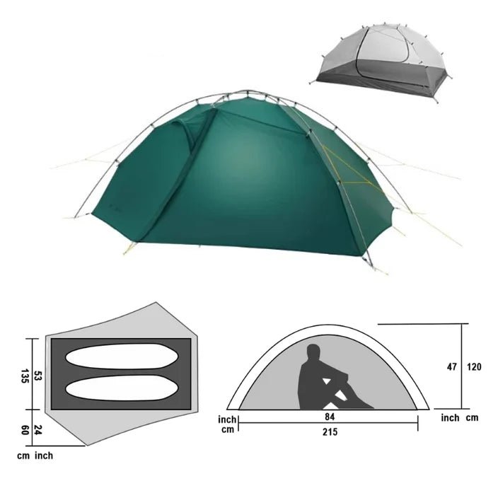 Tente de bivouac autoportante ultralégère pour 2 personnes 1,8kg "3F UL GEAR - TaiJi 2" - Planète Rando