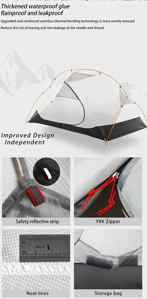 Tente de bivouac / camping double - parois autoportante en nylon ultraléger 15D enduit de silicone "3F UL Gear - Floating Cloud" - Planète Rando