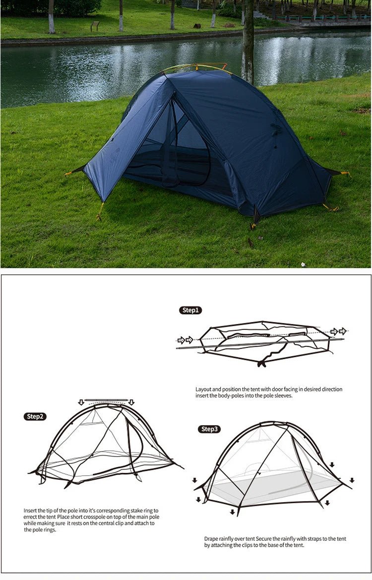 Tente de bivouac ultralégère à mono - paroi à partir de 1,25kg pour 1 à 2 personnes "Naturehike - Tagar" - Planète Rando