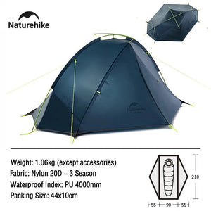 Tente de bivouac ultralégère à mono - paroi à partir de 1,25kg pour 1 à 2 personnes "Naturehike - Tagar" - Planète Rando