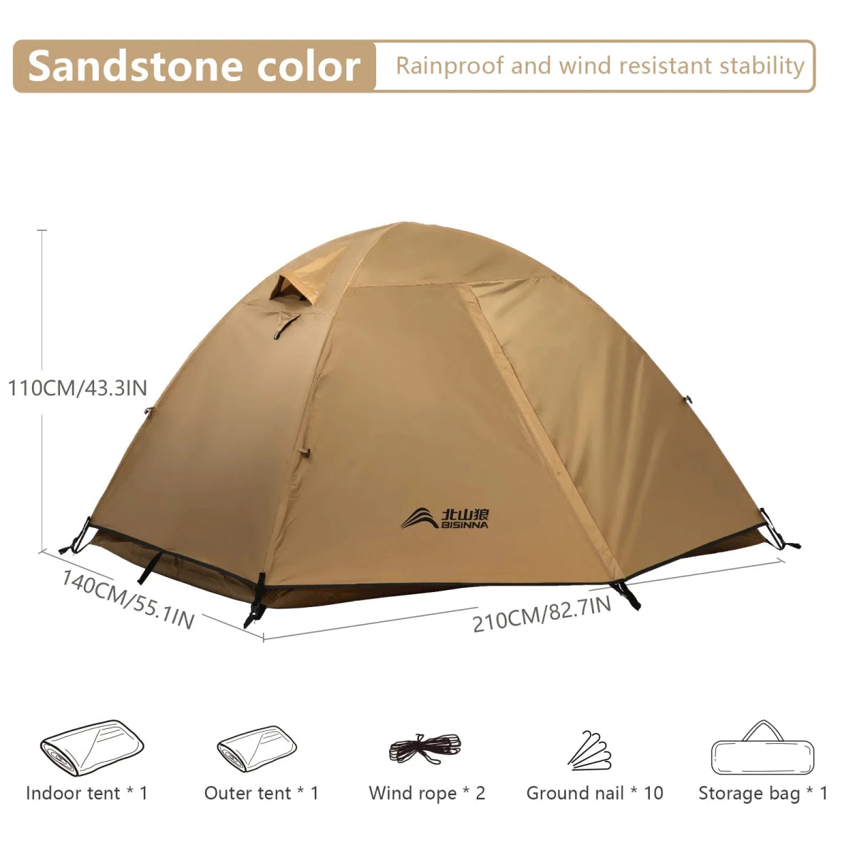 Tente de bivouac/camping pour 2 personnes à double parois 2,16kg "BISINNA - ZL105" - Planète Rando