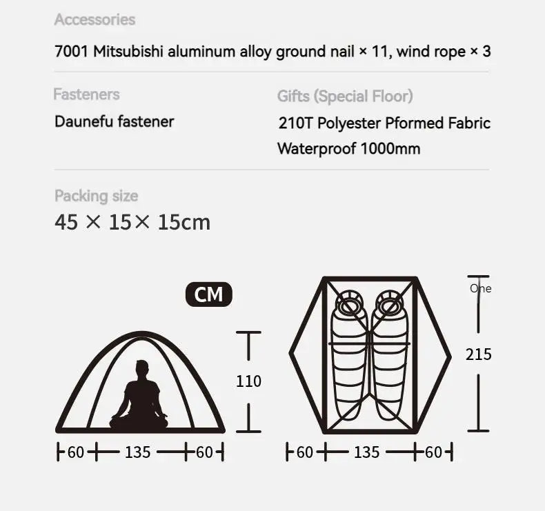 Tente de camping / bivouac en nylon siliconé 20D double - parois pour 2 personnes "Naturehike - Star River 2" - Planète Rando