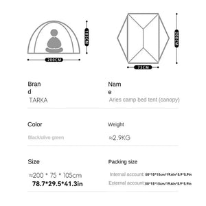 Tente de lit de camping double - parois pour 1 personne "TARKA Outdoor - Aries" - Planète Rando
