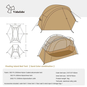 Tente de lit pour 1 personne avec moustiquaire et double - parois "Vidalido - Floating tent" - Planète Rando
