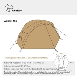 Tente de lit pour 1 personne avec moustiquaire et double - parois "Vidalido - Floating tent" - Planète Rando