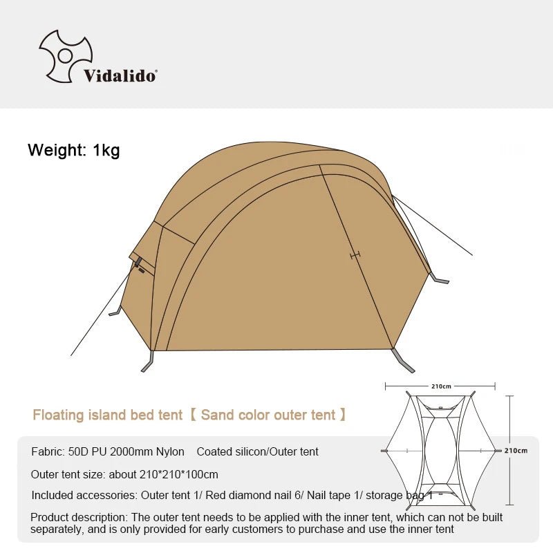 Tente de lit pour 1 personne avec moustiquaire et double - parois "Vidalido - Floating tent" - Planète Rando