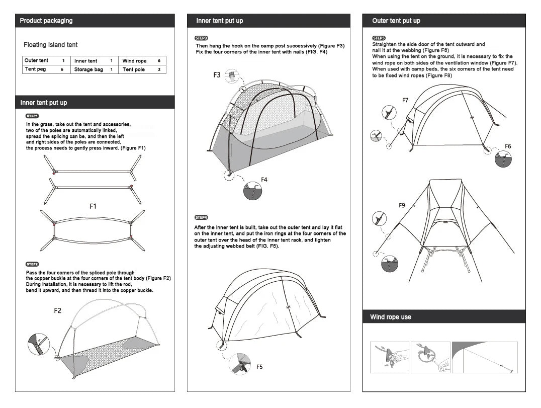 Tente de lit pour 1 personne avec moustiquaire et double - parois "Vidalido - Floating tent" - Planète Rando
