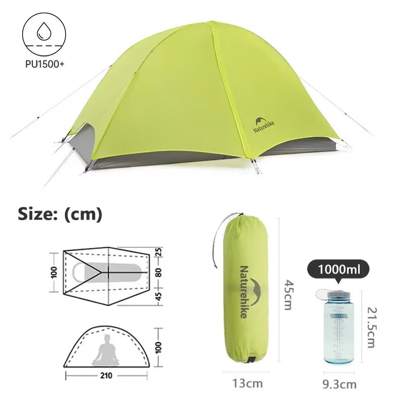 Tente de randonnée ultralégère en nylon 10D pour 1 à 2 personnes à partir de 780g "Naturehike - Star River EXT" - Planète Rando