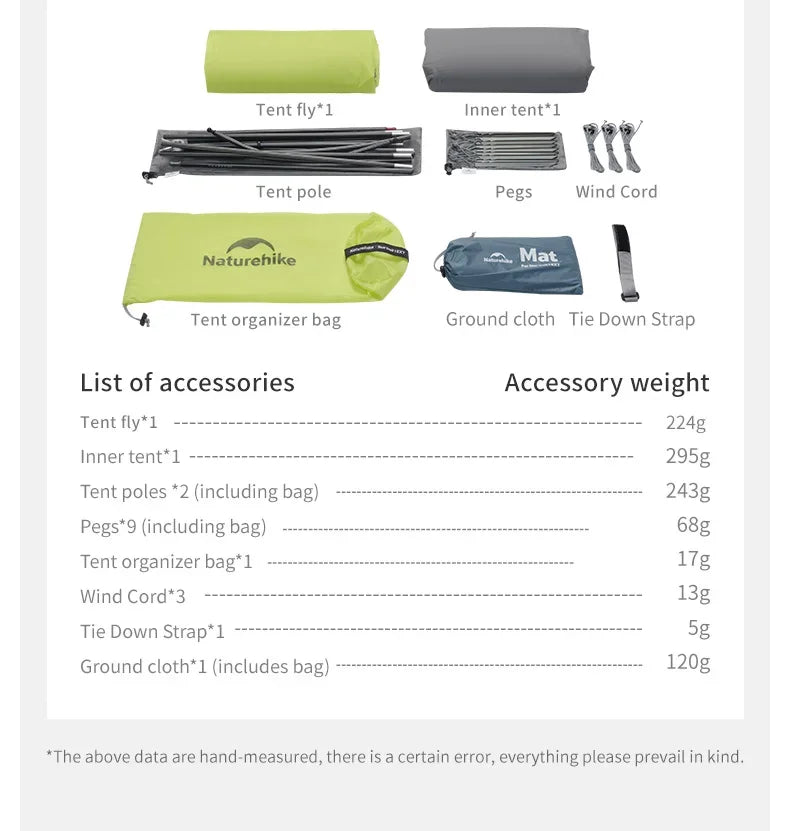 Tente de randonnée ultralégère en nylon 10D pour 1 à 2 personnes à partir de 780g "Naturehike - Star River EXT" - Planète Rando