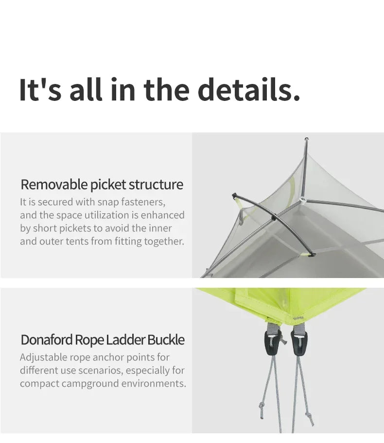 Tente de randonnée ultralégère en nylon 10D pour 1 à 2 personnes à partir de 780g "Naturehike - Star River EXT" - Planète Rando