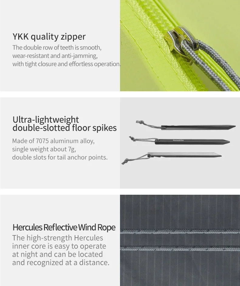 Tente de randonnée ultralégère en nylon 10D pour 1 à 2 personnes à partir de 780g "Naturehike - Star River EXT" - Planète Rando