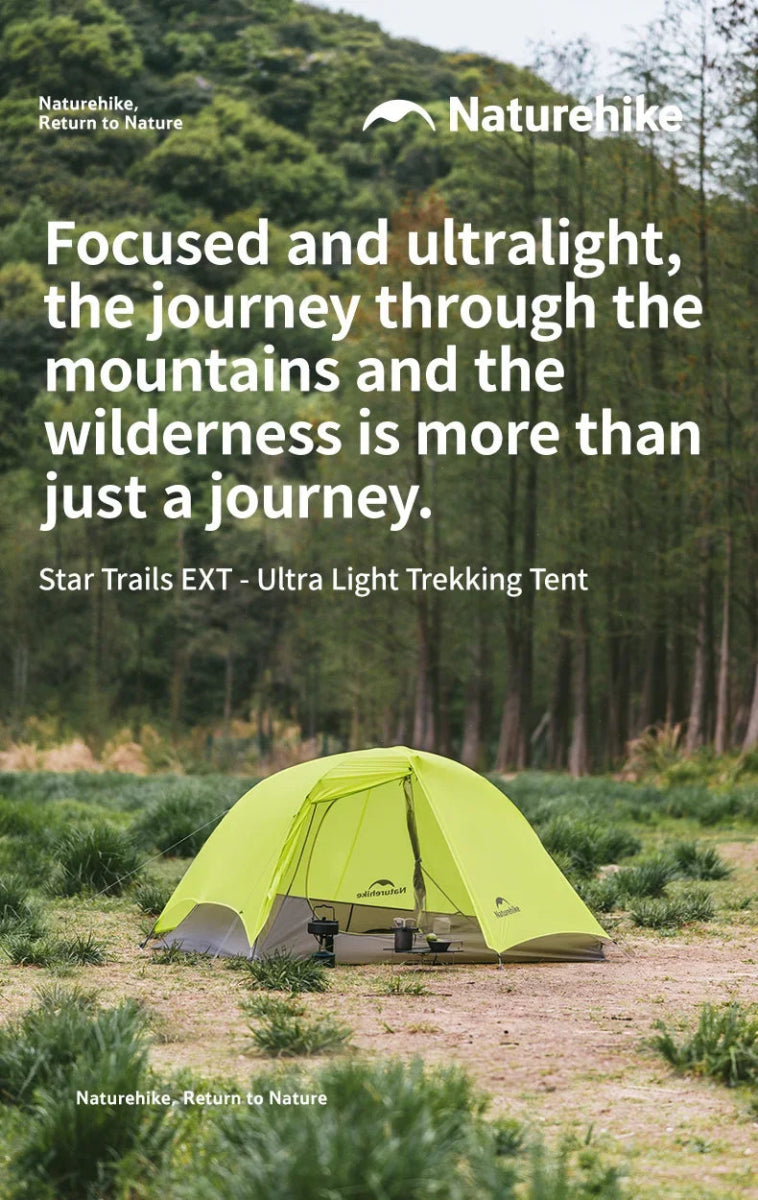 Tente de randonnée ultralégère en nylon 10D pour 1 à 2 personnes à partir de 780g "Naturehike - Star River EXT" - Planète Rando
