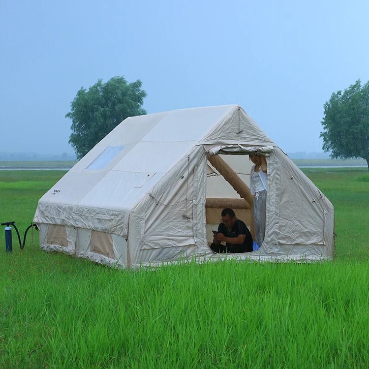 Tente gonflable familiale jusqu'à 12 personnes 12m2 avec fenêtre de toit en tissu Oxford 420D "Youqi - Glamping 12" - Planète Rando
