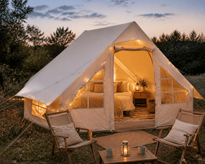 Tente gonflable familiale pour 2 à 4 personnes 6,3m2 avec fenêtre de toit en tissu Oxford 420D "Youqi - Glamping 6.3" - Planète Rando